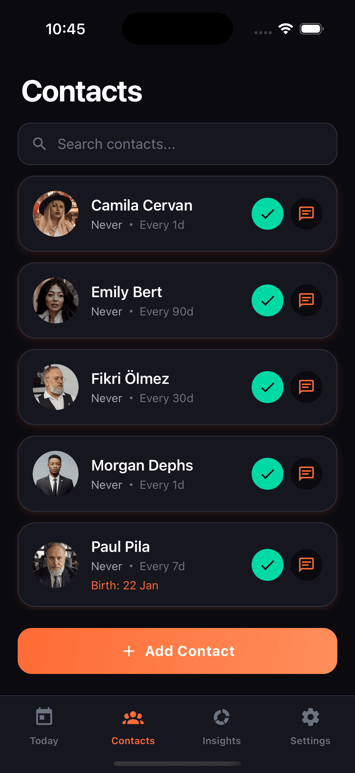 Keep in Touch app screenshot